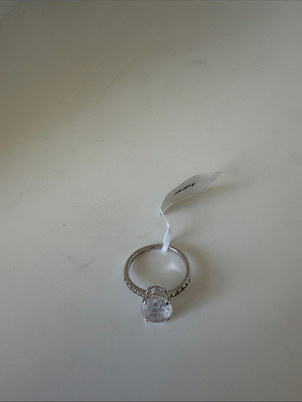Moonstone and Diamonds Sterling Silver Ring